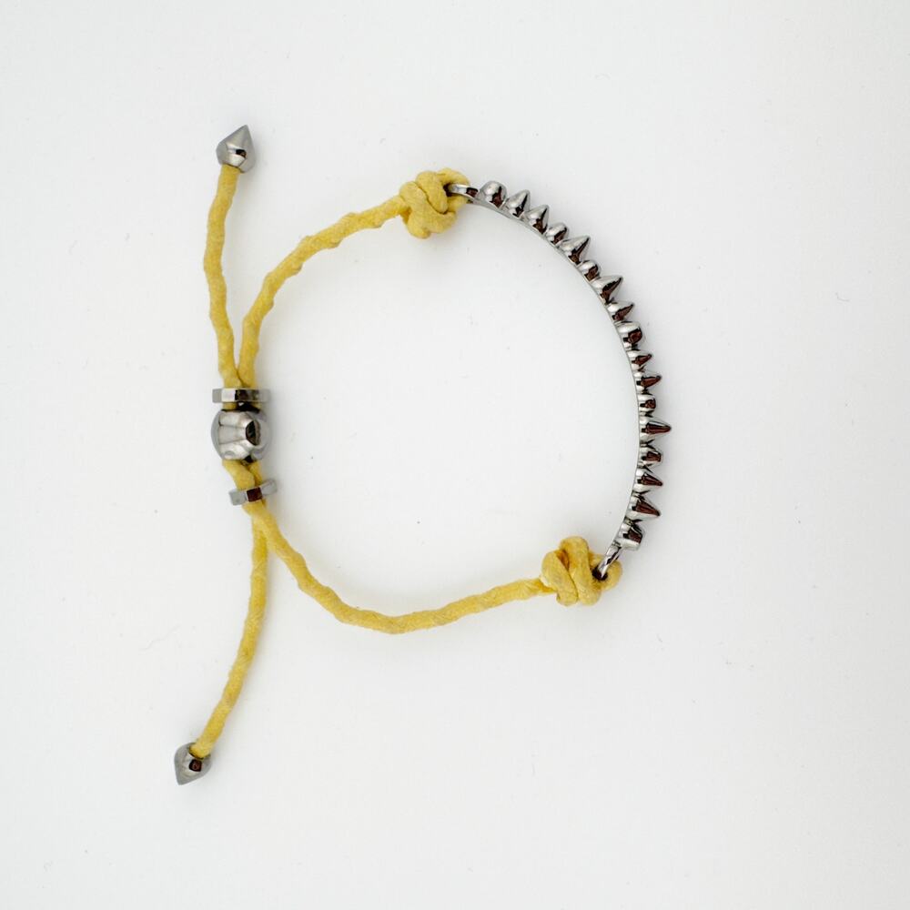 Eddie Borgo Spiked Cone Bracelet Women's Adjustable Yellow Cord - Picture 8 of 10